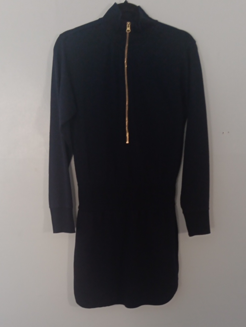 Sundays Navy Zip-Front Long Sleeve Mini Dress #3787